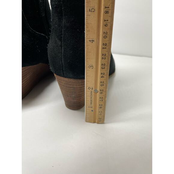 Franco Sarto Wayra Black Suede Wedge Bootie Ankle 9.5 Chelsea Size Zip Classic - Picture 9 of 9